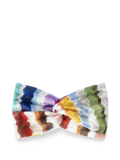 Missoni zigzag-knit twisted headband White AC25WS01BR015Z
