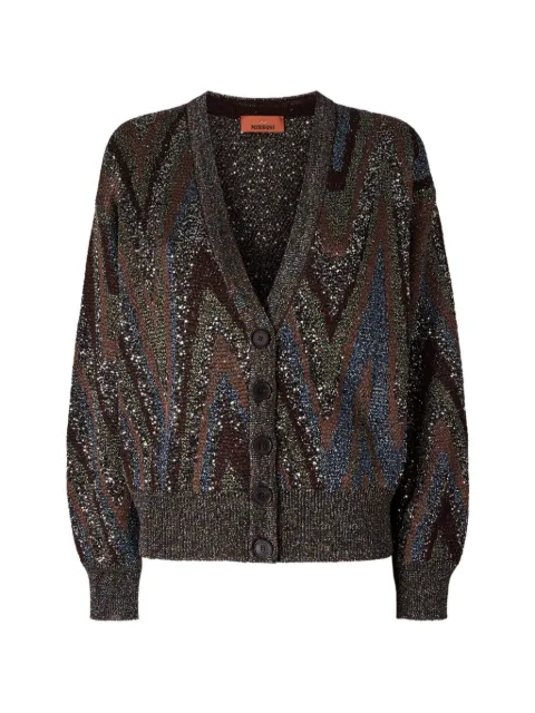 Missoni sequin-embellished Zigzag-knit cardigan Grey DS26WM1GBK01LY
