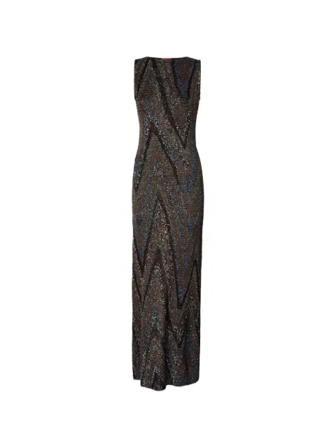 Missoni sequin-embellished zigzag-knit dress Brown DS26WG3TBK01LY