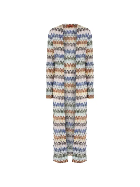 Missoni long cardigan in viscose-blend Zig Zag lamé Neutrals DS26WM0OBR015P