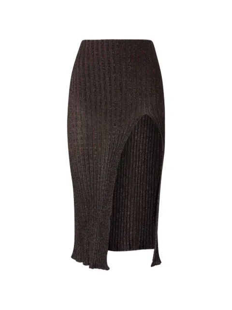 Missoni ribbed-knit side-slit skirt Brown DS26WH0DBK01JE