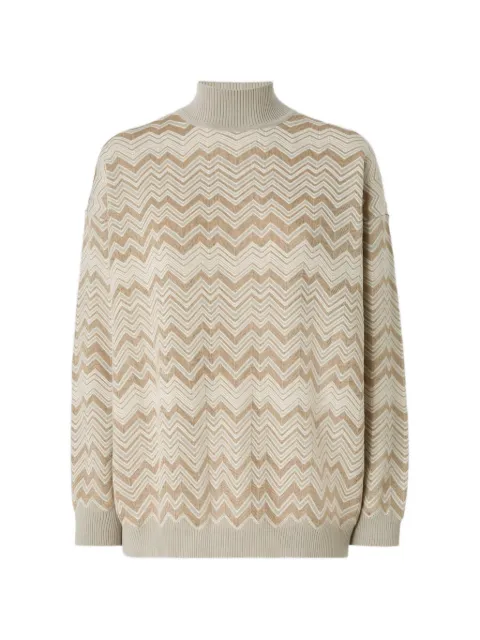 Missoni zigzag-knit high-neck sweater Neutrals DC26WN00BK01JZ