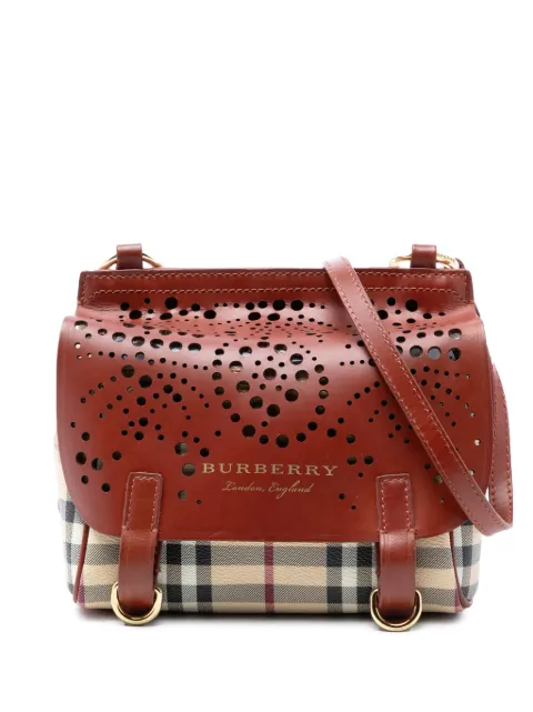 Burberry Pre-Owned 2000-2017 Baby Haymarket Check Coated Canvas and Perforated Leather Bridle crossbody bag Neutrals WNETNEMMHZAYHSPC
