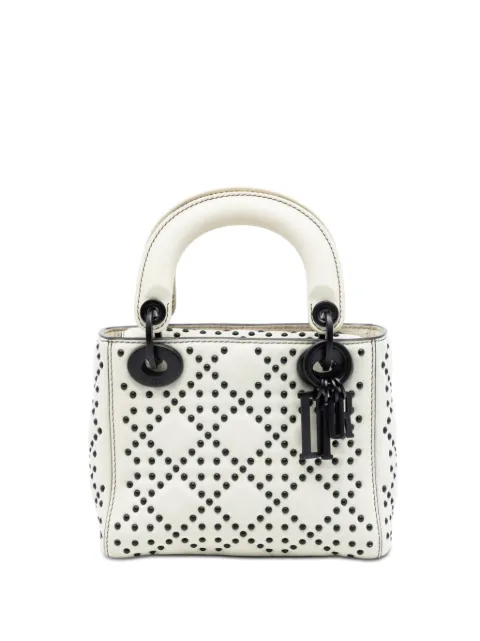 Christian Dior Pre-Owned 2018 Mini Ultra Matte Calfskin Cannage Studded Supple Lady Dior satchel White U8LZE66GHOI6EVNC