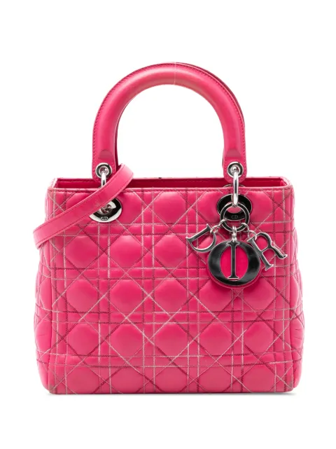 Christian Dior Pre-Owned 2011 Medium Lambskin Cannage Contrast Stitch Lady Dior satchel Pink TMM4RBIHHWBY0CVJ