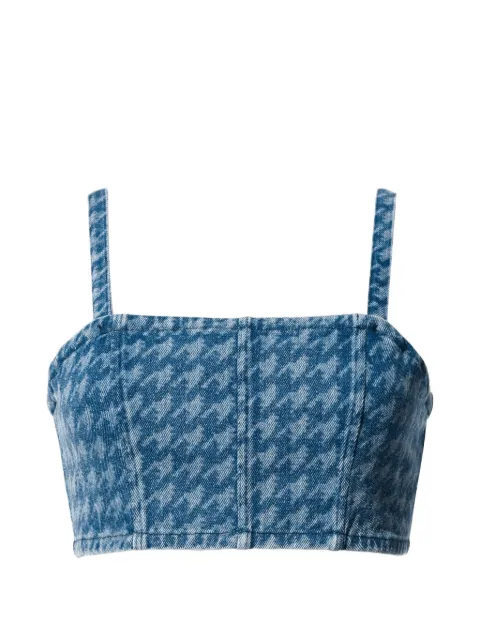 Perfect Moment houndstooth-pattern square-neck top Blue W80003192399