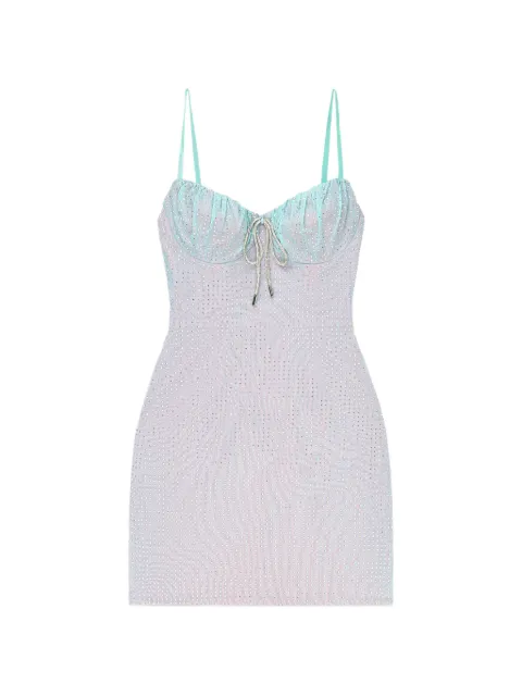 AREA crystal-embellished mini dress Green SP26AWDR0216FA02