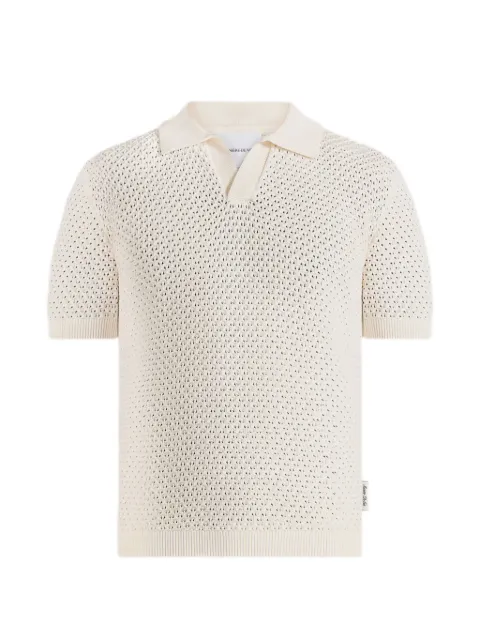 Manière De Voir Conrad open knit polo shirt Neutrals MAN3628