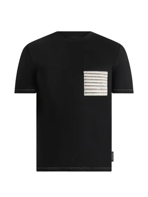 Manière De Voir Joris in black whipstitch pocket detail T-shirt Black MAN3586