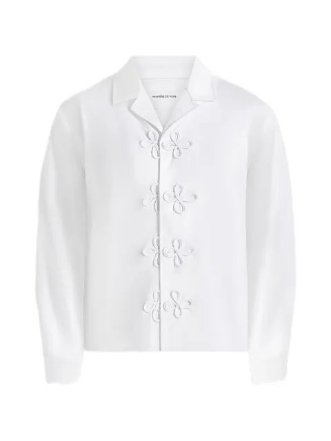 Manière De Voir Valen in white appliqué-detail long-sleeve shirt White MAN3531