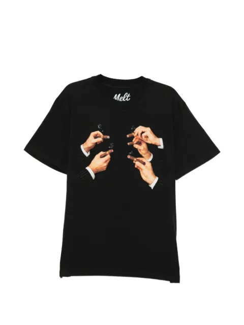 Melt cotton crew-neck T-shirt Black MS5337