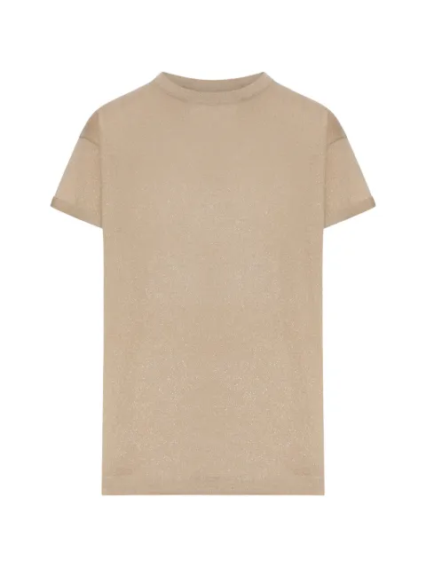 Brunello Cucinelli lurex-knit drop-shoulder T-shirt Neutrals M41810000PC077