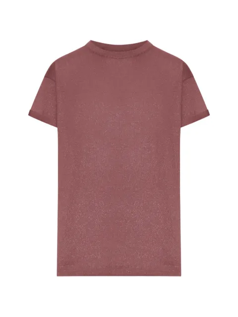 Brunello Cucinelli lurex-knit drop-shoulder T-shirt Pink M41810000PC9788