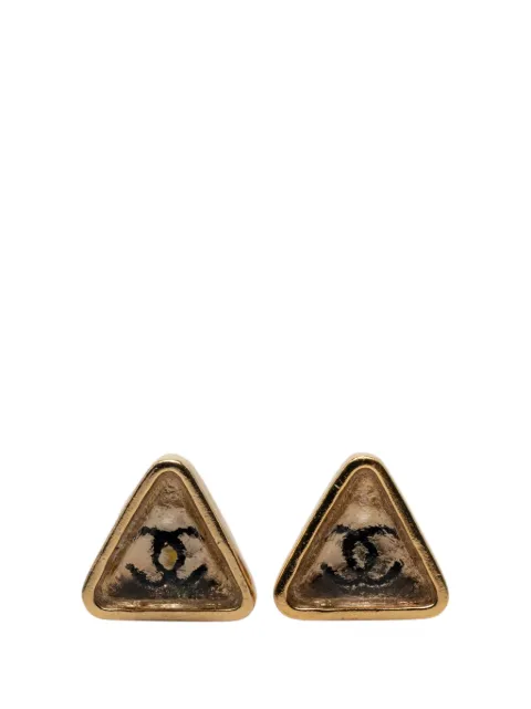 CHANEL Pre-Owned 2000 CC Gold Plated Gripoix Triangle Push Back Earrings costume earrings Gold O9PGXG0ZROT8HV6Q
