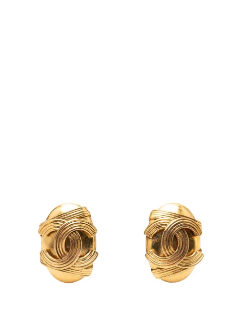 CHANEL Pre-Owned 1994 CC Gold Plated Oval Clip on Earrings costume earrings Gold DKDLCZTNAWMRDL4E