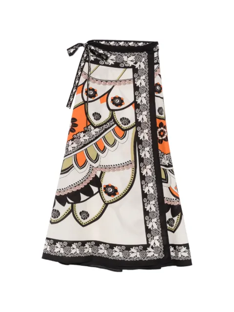 La DoubleJ graphic-print wrap skirt Neutrals SKI0122COT056PLU03