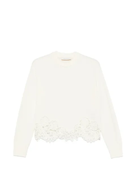 ZIMMERMANN guipure lace-trimmed sweater White 7678TF261