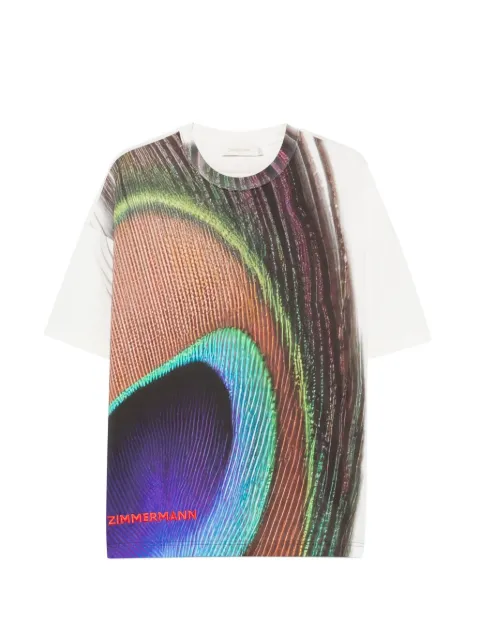 ZIMMERMANN peacock-print embroidered T-shirt White 7132TF26R