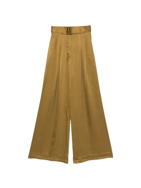 ZIMMERMANN Tuck belted satin-finish palazzo pants Green 2151PF26R