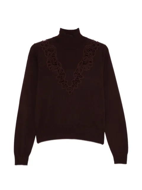 ZIMMERMANN crochet-trim high-neck sweater Red 9420TF261