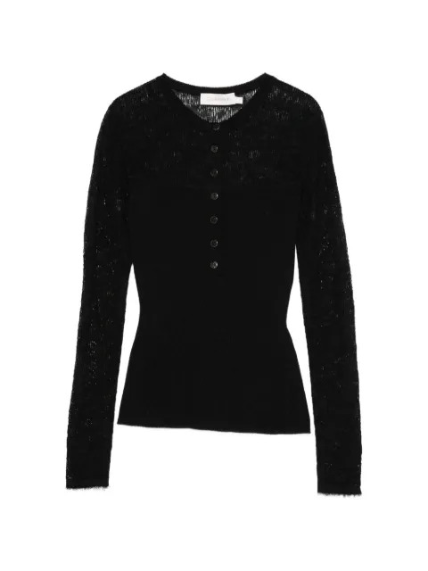 ZIMMERMANN lace-panelled ribbed-knit sweater Blue 9657TF26R
