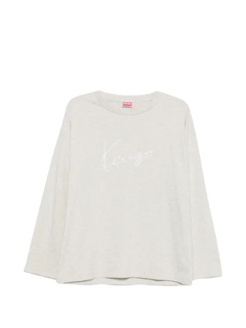 Kenzo Kenzo Signature logo-embroidered long-sleeve T-shirt Grey FG62TL3574SG