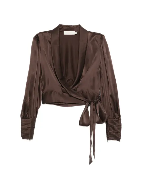 ZIMMERMANN wrap-style long-sleeve blouse Brown 4913TF26R