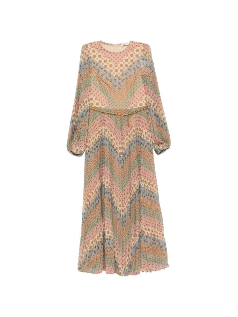 ZIMMERMANN Sunray paisley-print pleated midi dress Neutrals 0581DF26R