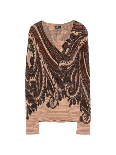 ETRO paisley-print V-neck sweater Brown WRKE0440AK1CP