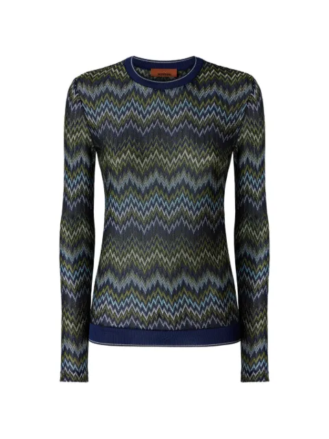 Missoni long-sleeve viscose sweater with snake motif Blue DS26WN2YBR016F
