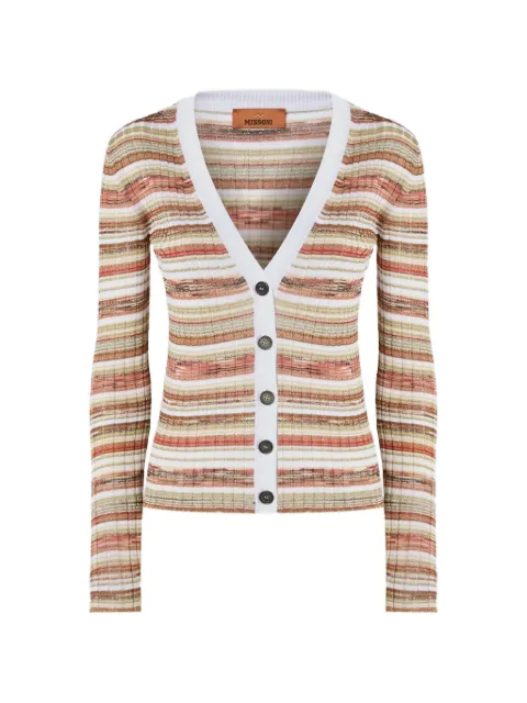 Missoni ribbed striped viscose-blend cardigan Neutrals DS26WM0KBK01JA