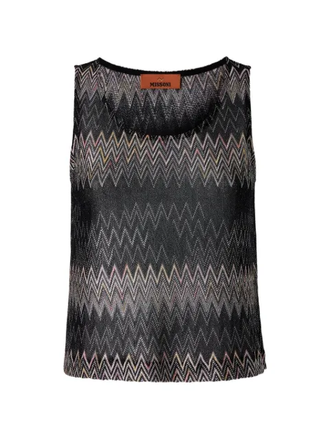Missoni sleeveless viscose lamé Chevron top Black DS26WK0QBR0153