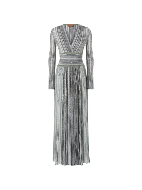 Missoni midi dress with V-neck in viscose-blend lamé Green DS26WG34BK01KP