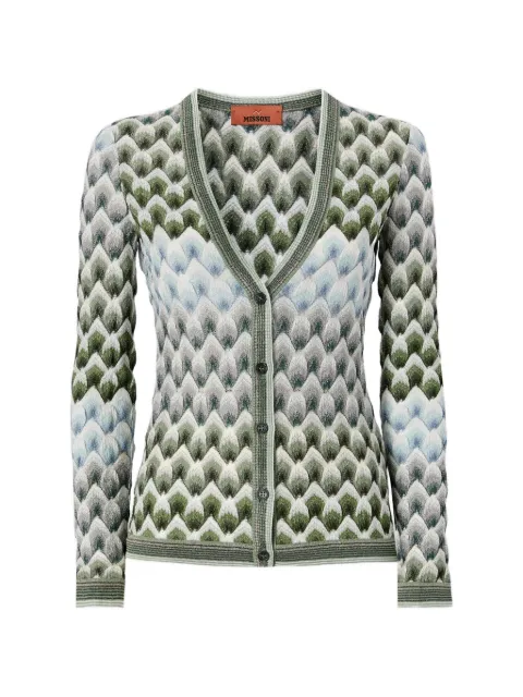 Missoni geometric-pattern V-neck cardigan Green DS26WM0PBR015L