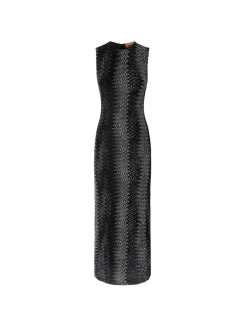 Missoni flared midi dress in viscose lamé Chevron Black DS26WG35BR0153