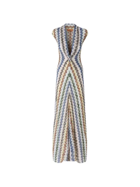 Missoni long lace dress with knot detail Neutrals DS26WG2HBR015P