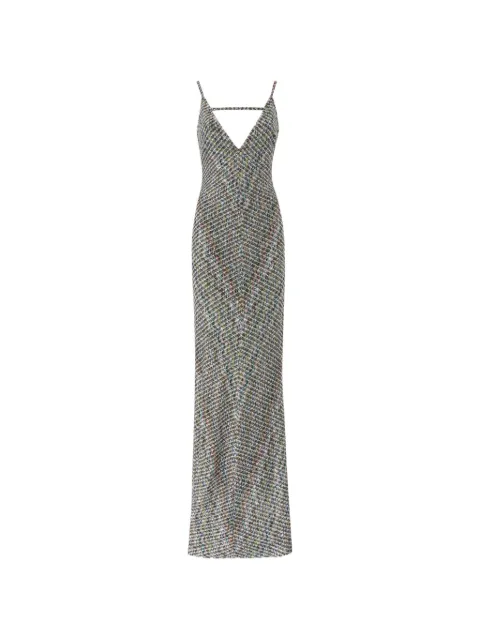 Missoni long dress with open back and sequins Grey DS26WG0TBC006D