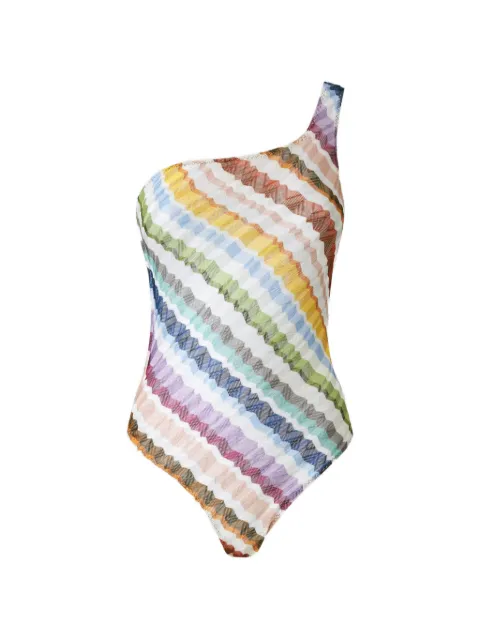 Missoni zigzag-knit one-shoulder swimsuit White MC22SP04BR015Z