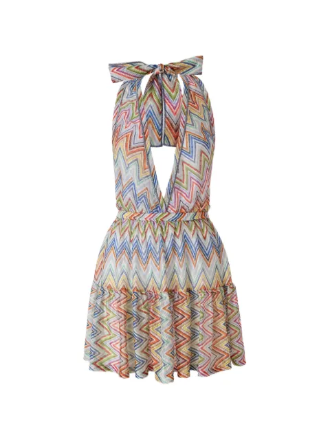 Missoni Zigzag-knit ruffled dress White MC26WQ02BR0161
