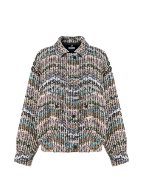 Missoni oversized bomber jacket in chevron knit with sequins Blue DS26WC00BC006C