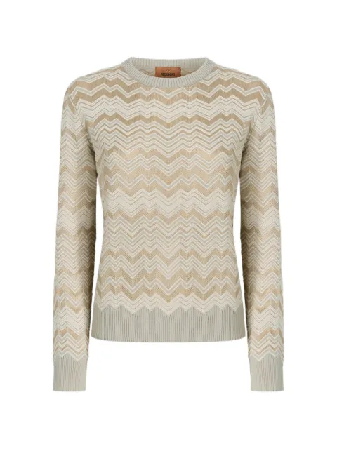 Missoni zig zag viscose and wool crewneck sweater Neutrals DC26WN02BK01JZ