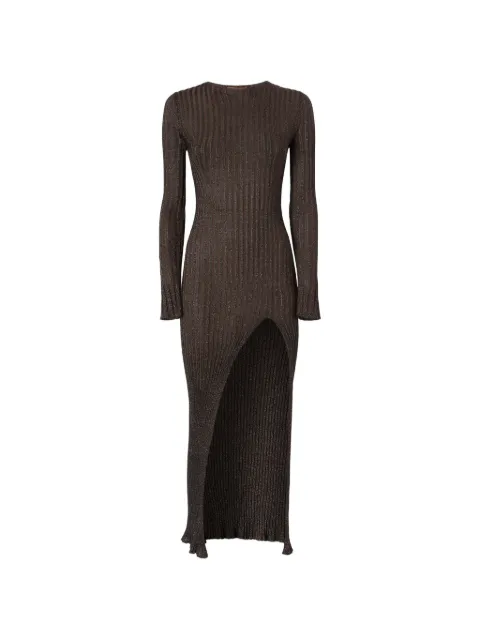 Missoni ribbed-knit metallic-thread dress Brown DS26WG0YBK01JE
