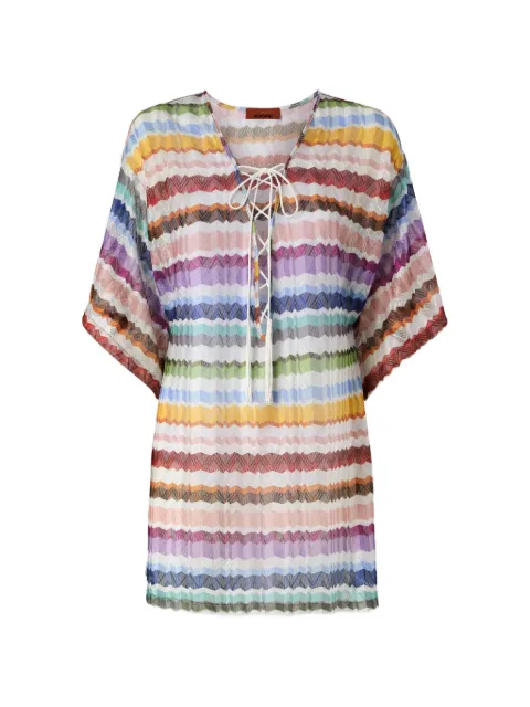 Missoni zigzag lace-up kaftan White MC23SQ08BR015Z