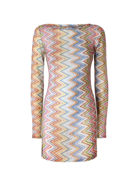 Missoni long-sleeve T-shirt dress in zig-zag printed fabric White MC22SL00BR0161