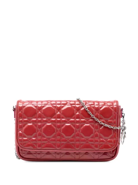 Christian Dior Pre-Owned 2011 Patent Cannage Lady Dior Wallet On Chain crossbody bag Red QU2W74ZTMFOQ6G3J