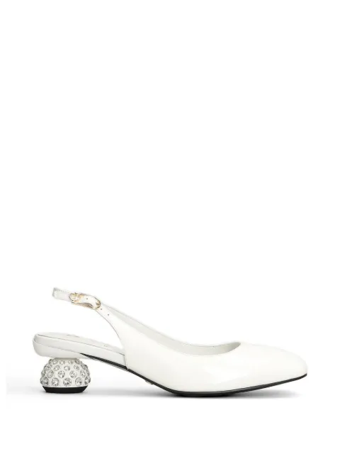 Gold & Rouge Joy crystal-embellished slingback pumps White JOY