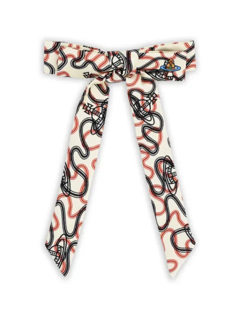 Vivienne Westwood Orb-print bow hair clip White 81020023W01GIA401