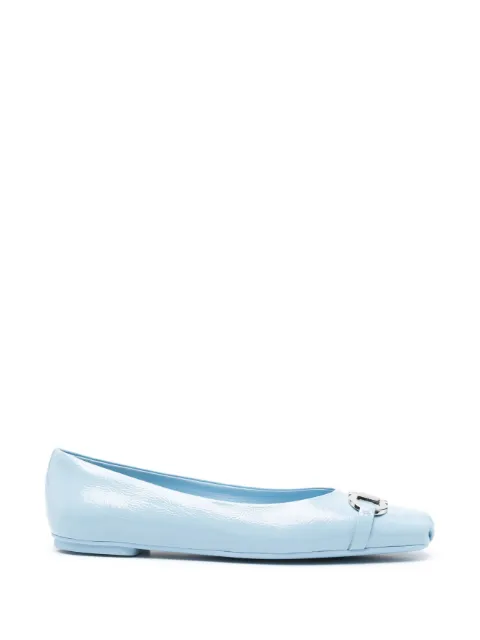 Ferragamo Gancini patent-leather ballet flats Blue 777426