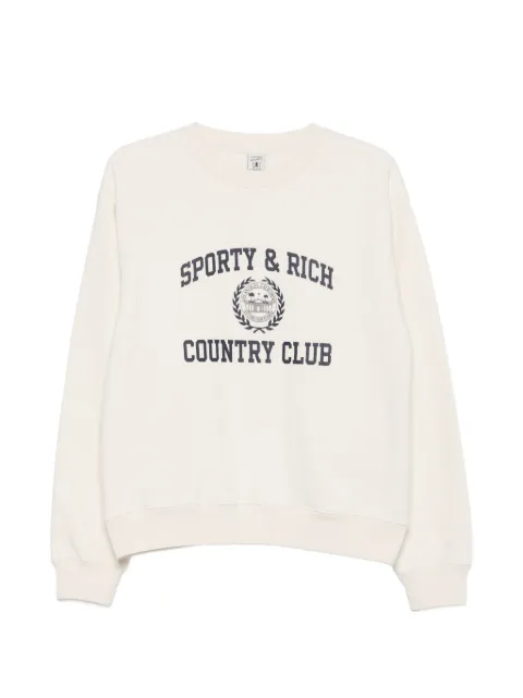 Sporty & Rich Varsity Crest logo-print cotton sweatshirt Neutrals ST09876218