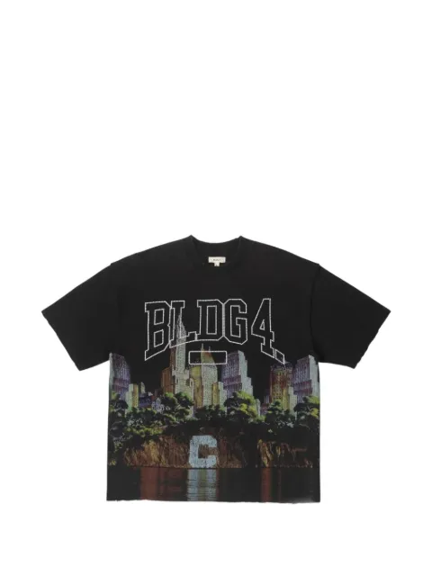 BLDG4 graphic-print distressed T-shirt Black C611305